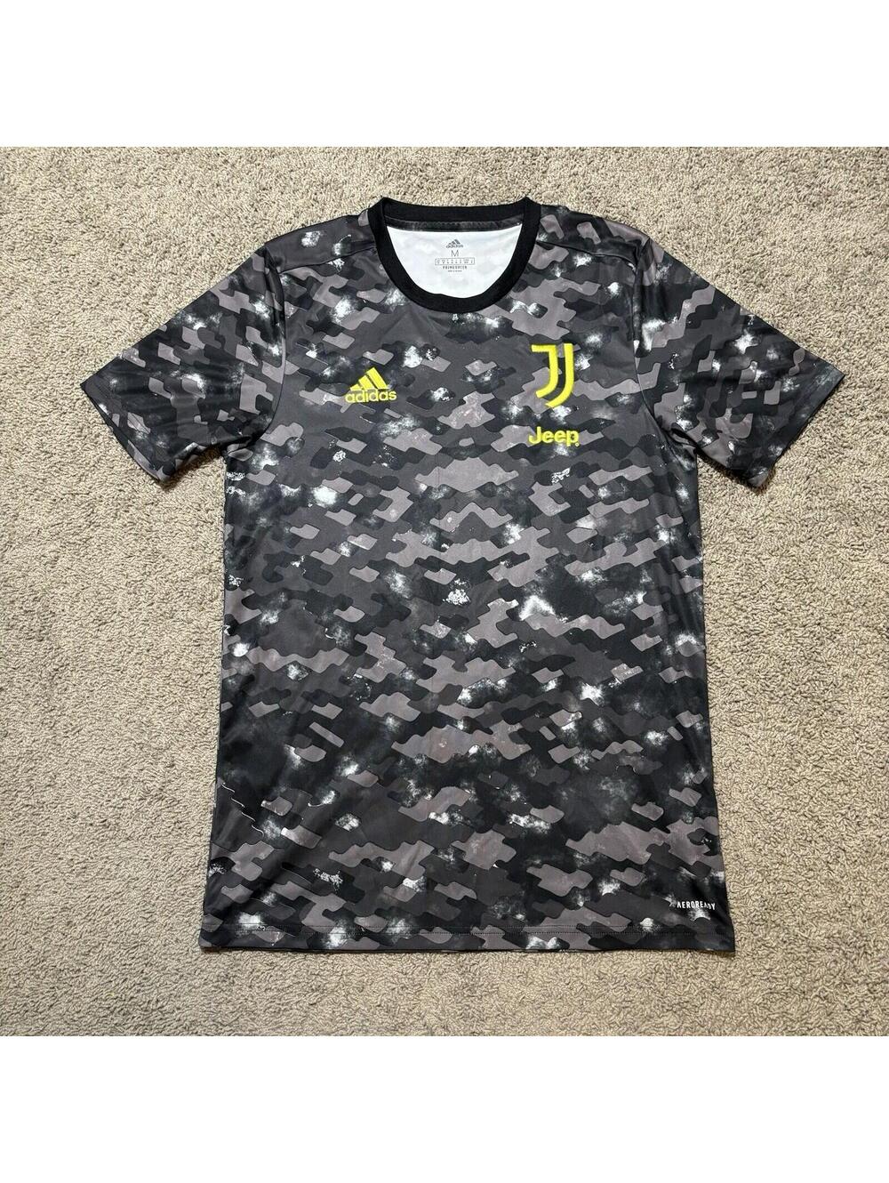 Authentic Adidas Juventus Pre-Match Soccer Jersey 2021/22 Grey Camo Men’s M